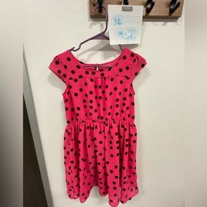 Pink polka dot sheer overlay dress